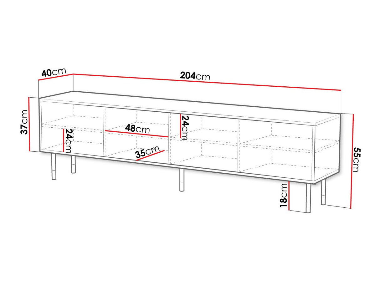 TV-állvány Szafka RTV MOUNTAIN 200 4D Czarny + Złoty