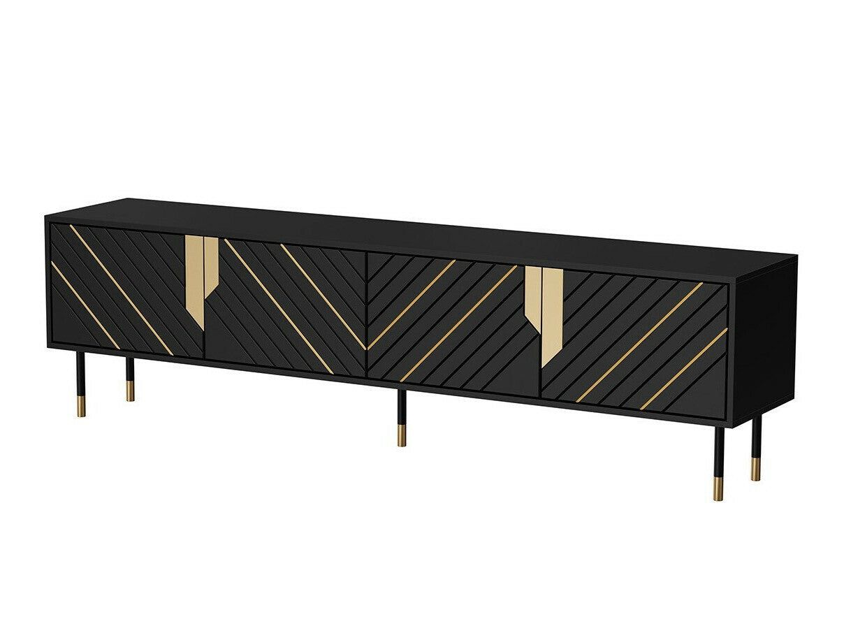 TV-állvány Szafka RTV MOUNTAIN 200 4D Czarny + Złoty