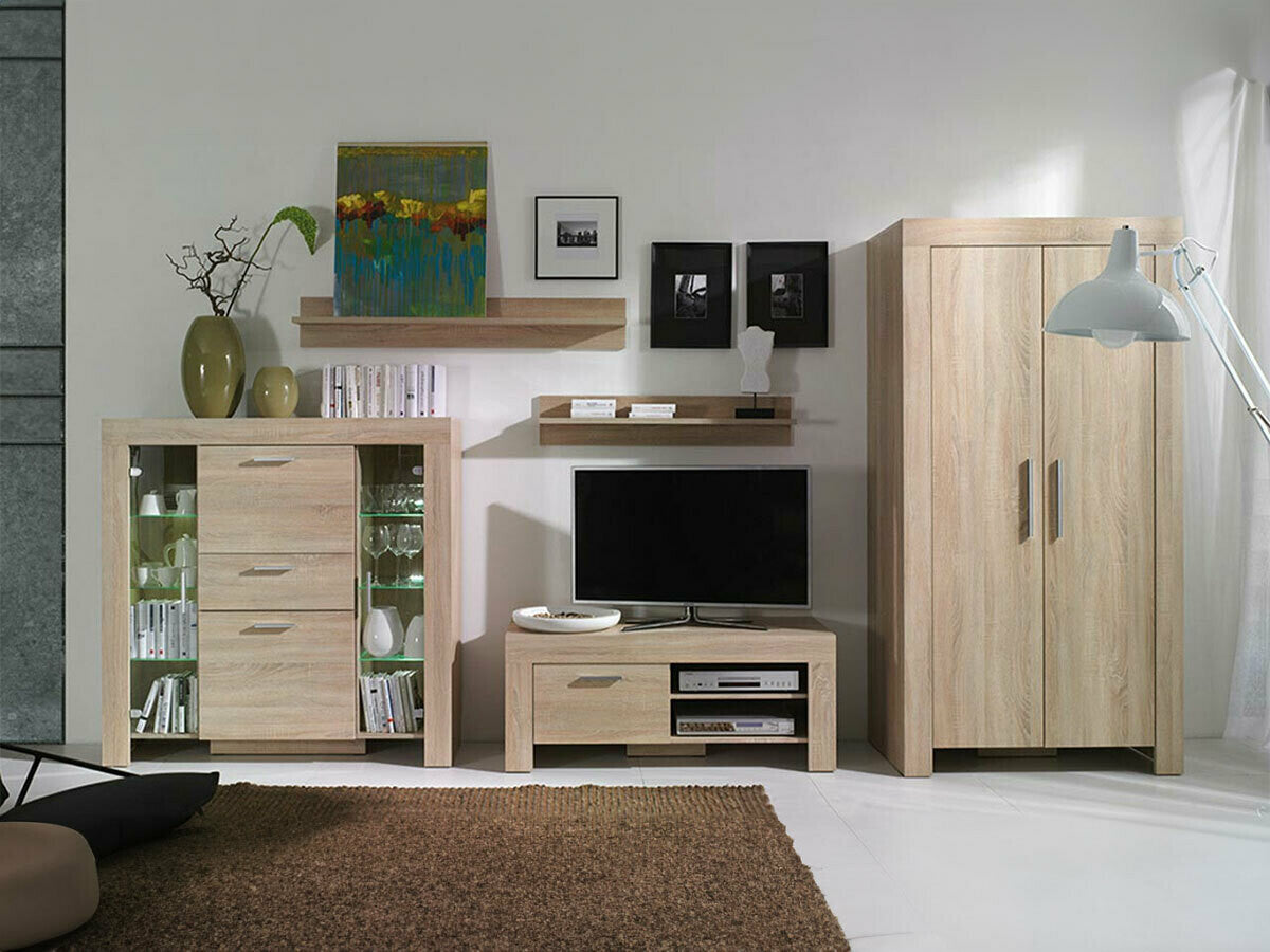 Nappali szett Meble CEZAR I_NEW, Szín: Sonoma tölgy, Led világítás: Nem