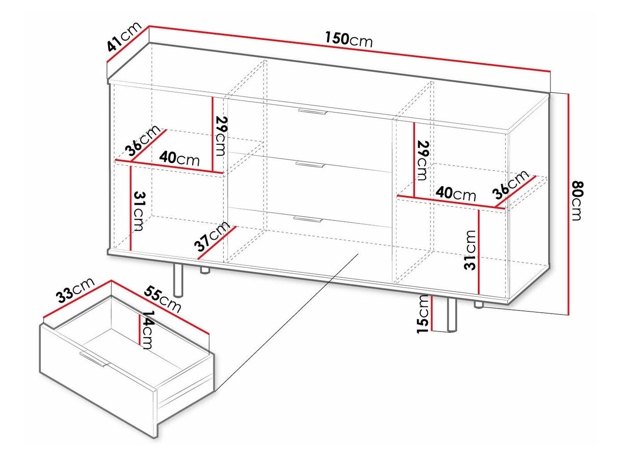 Komód K2D3SZ NUBIA, Szín: Kasmír