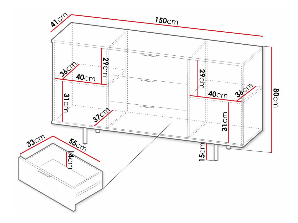 Komód K2D3SZ NUBIA, Szín: Fekete
