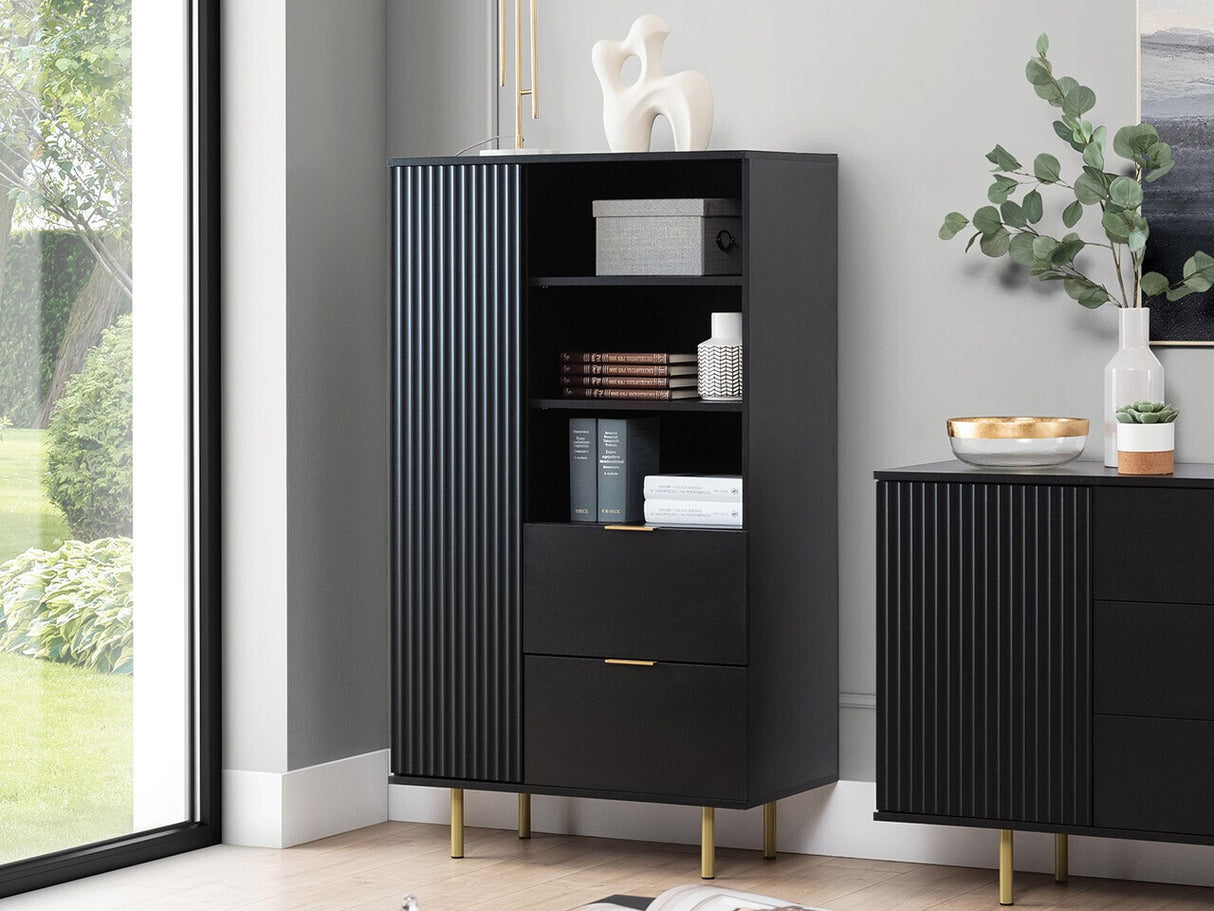 Könyvespolc Regał R1D2SZ NUBIA, Szín: Fekete