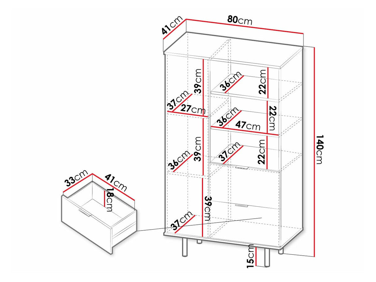 Könyvespolc Regał R1D2SZ NUBIA, Szín: Fekete