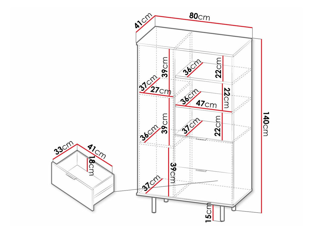 Könyvespolc Regał R1D2SZ NUBIA, Szín: Kasmír