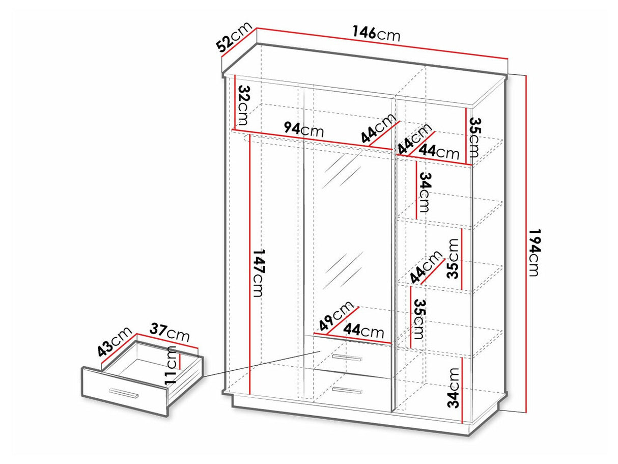 Gardróbszekrény Szafa LAMELO LA15 Dąb wotan + Czarny