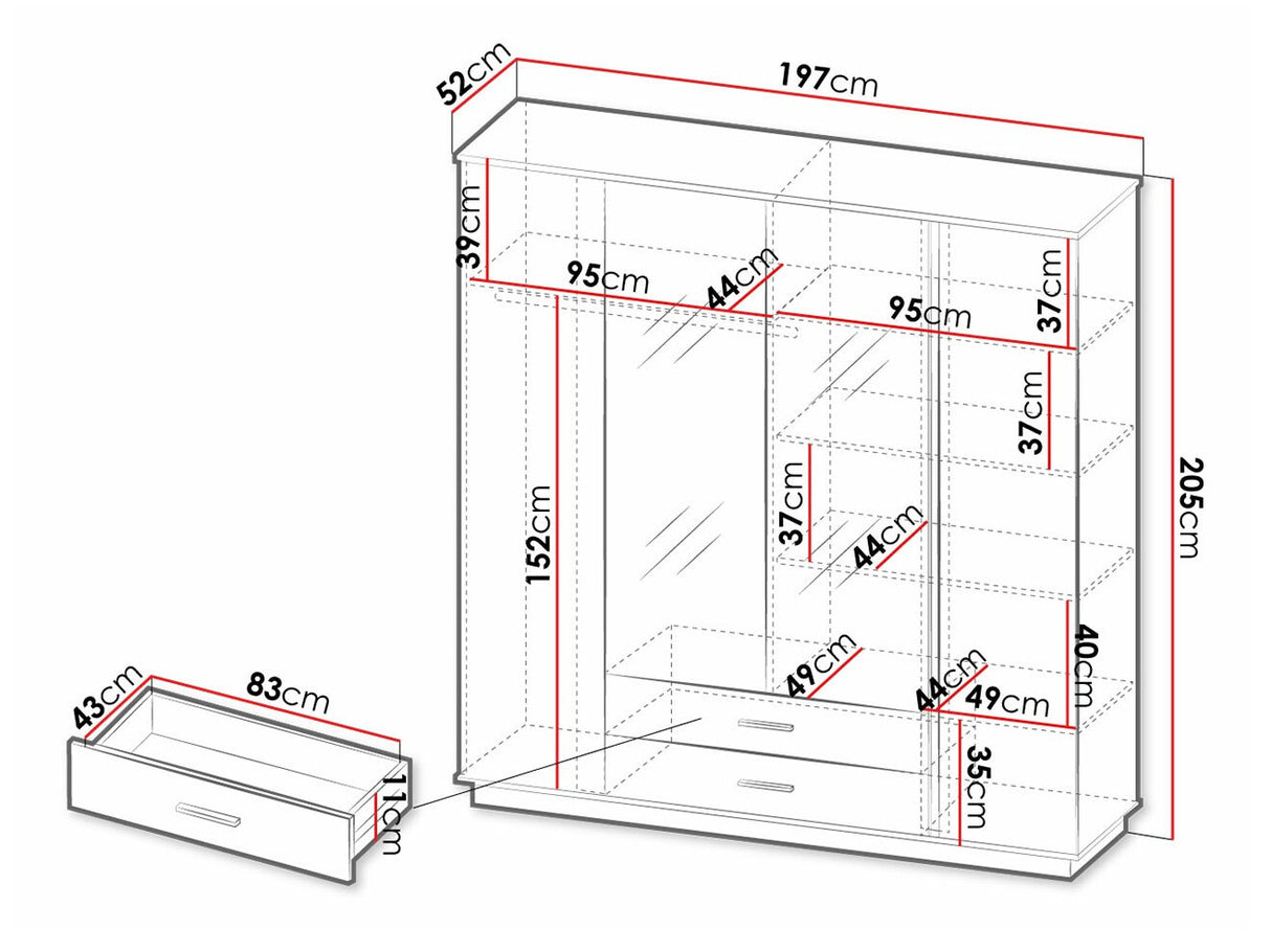 Gardróbszekrény Szafa LAMELO LA18 Dąb wotan + Czarny