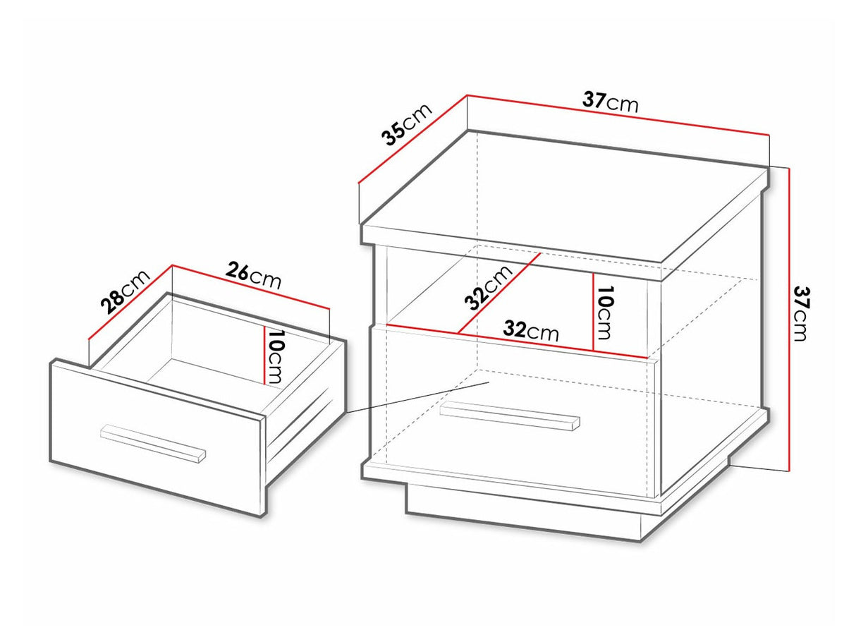 Éjjeliszekrény Stolik nemcny LAMELO LA17 Dąb wotan + Czarny