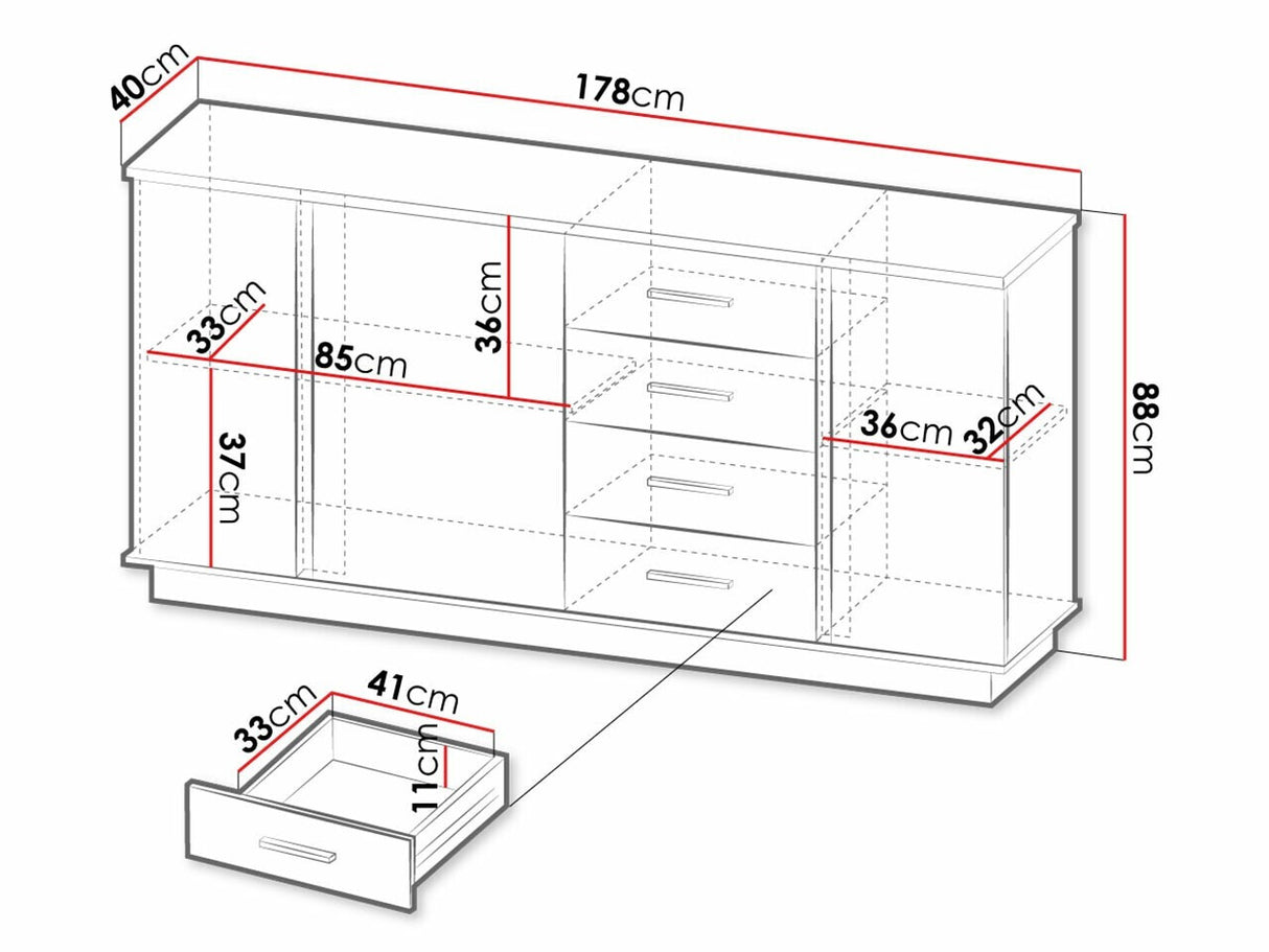 Komód LAMELO LA21 Dąb wotan + Czarny