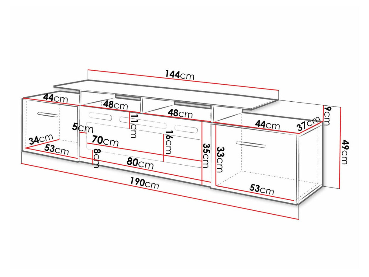 TV-állvány ROVA EF z kominkiem (Kebuta), Szín: Fekete + Fényes fekete, Led világítás: Nem
