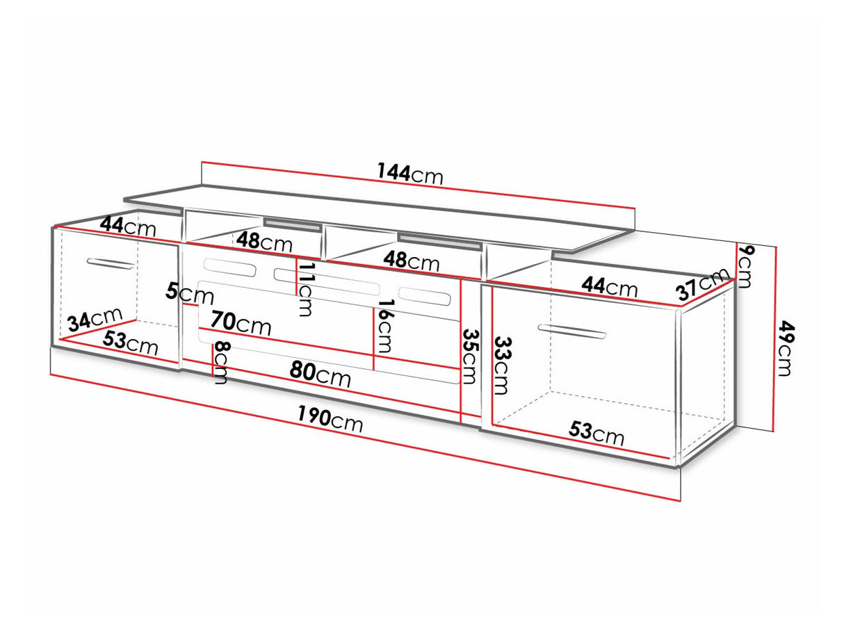 TV-állvány ROVA EF z kominkiem (Kebuta), Szín: Fehér + Fényes fehér, Led világítás: Igen
