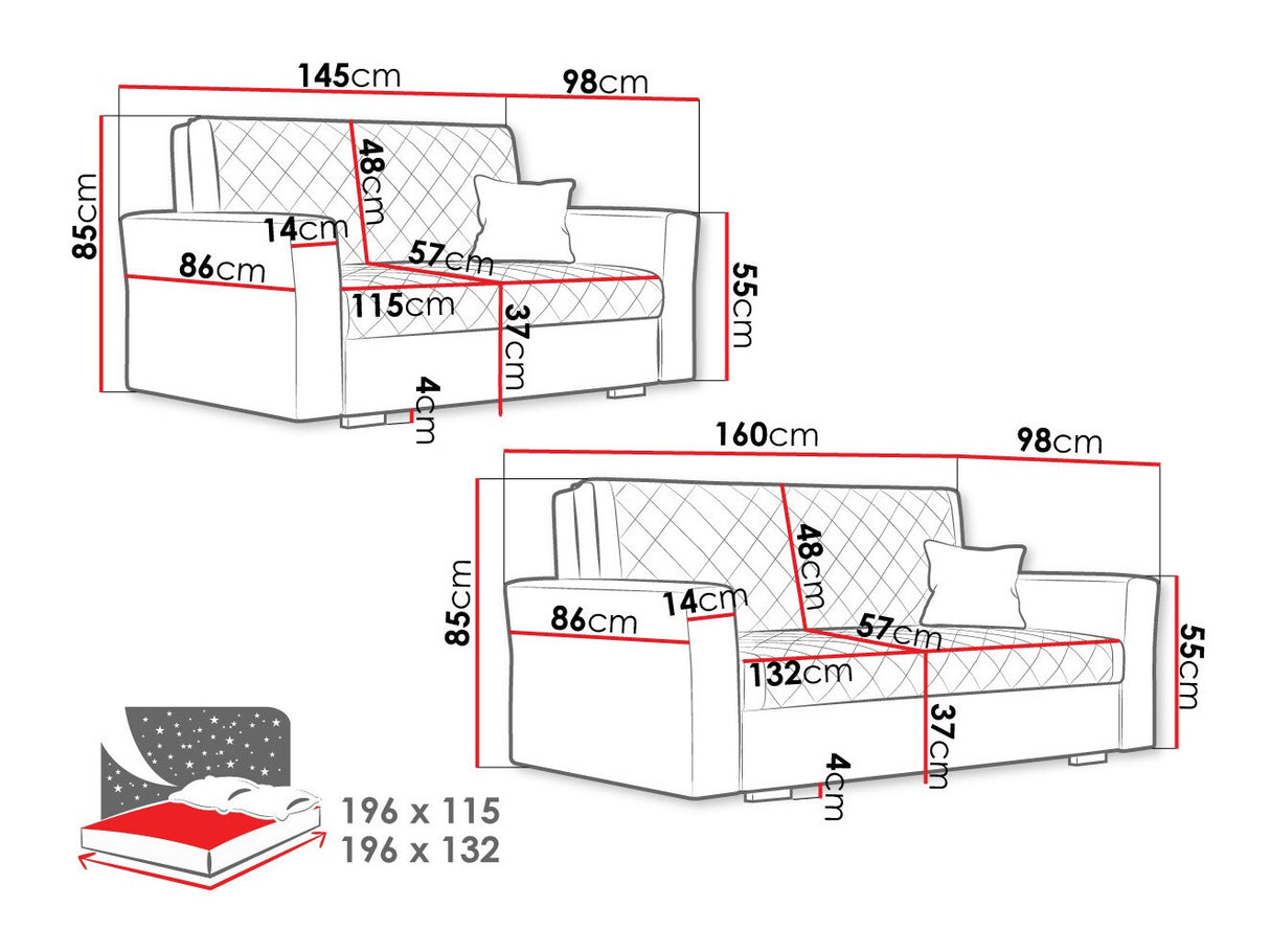 Kárpitozott bútorok Viva Caro II + III, Szín: Zanzibar 182