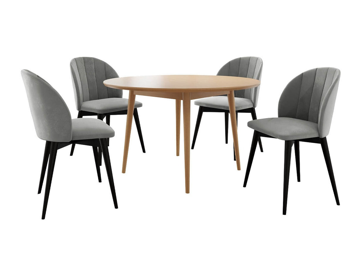 Étkezőgarnitúra Zestaw 04 4xS100 SKANDI FI, Szék színe: Fekete + Magic Velvet 2217, Asztal színe: Barna