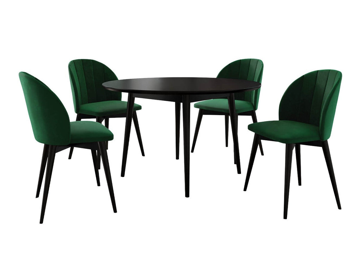 Étkezőgarnitúra Zestaw 04 4xS100 SKANDI FI, Szék színe: Fekete + Magic Velvet 2225, Asztal színe: Fekete