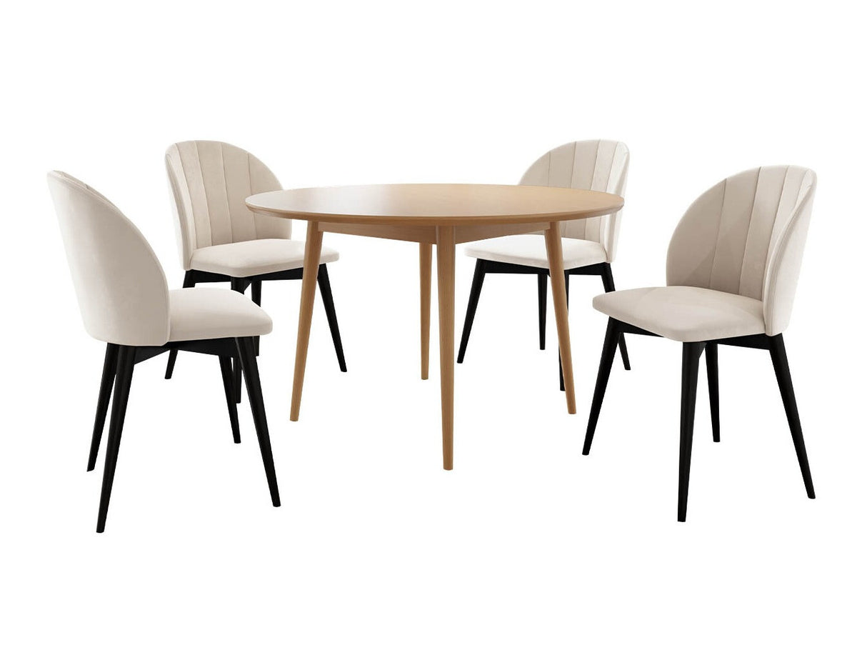 Étkezőgarnitúra Zestaw 04 4xS100 SKANDI FI, Szék színe: Fekete + Magic Velvet 2250, Asztal színe: Barna