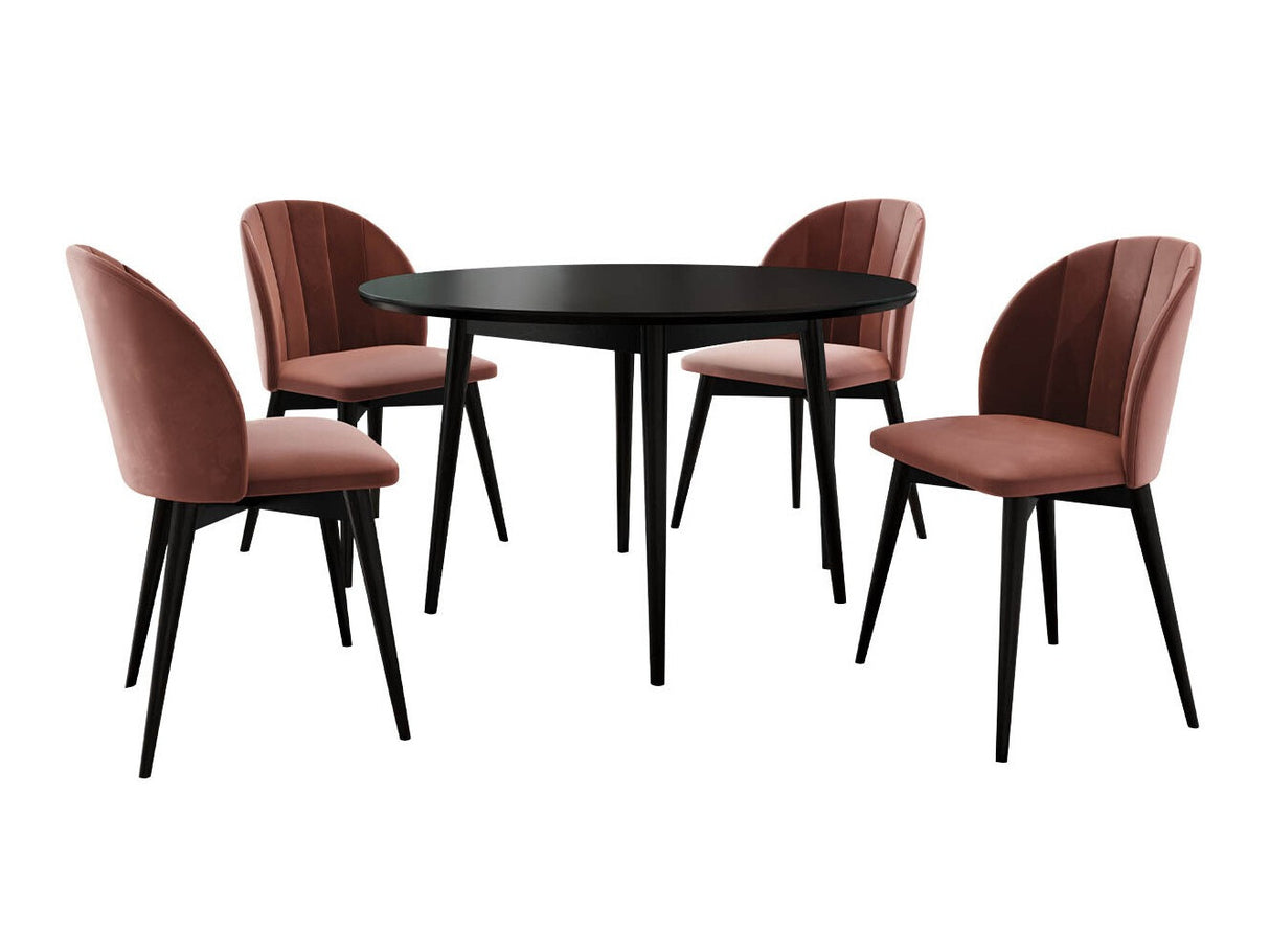 Étkezőgarnitúra Zestaw 04 4xS100 SKANDI FI, Szék színe: Fekete + Magic Velvet 2258, Asztal színe: Fekete