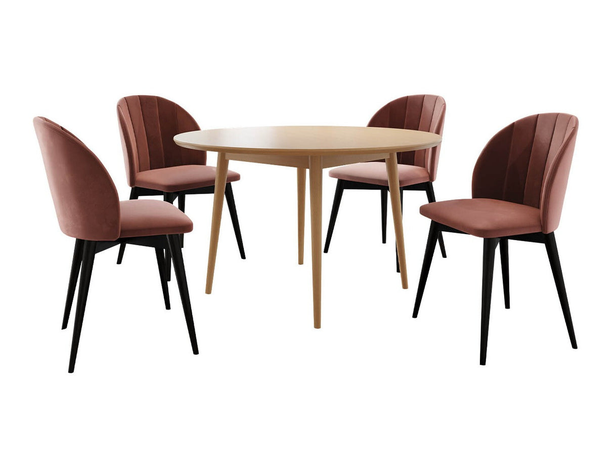 Étkezőgarnitúra Zestaw 04 4xS100 SKANDI FI, Szék színe: Fekete + Magic Velvet 2258, Asztal színe: Barna