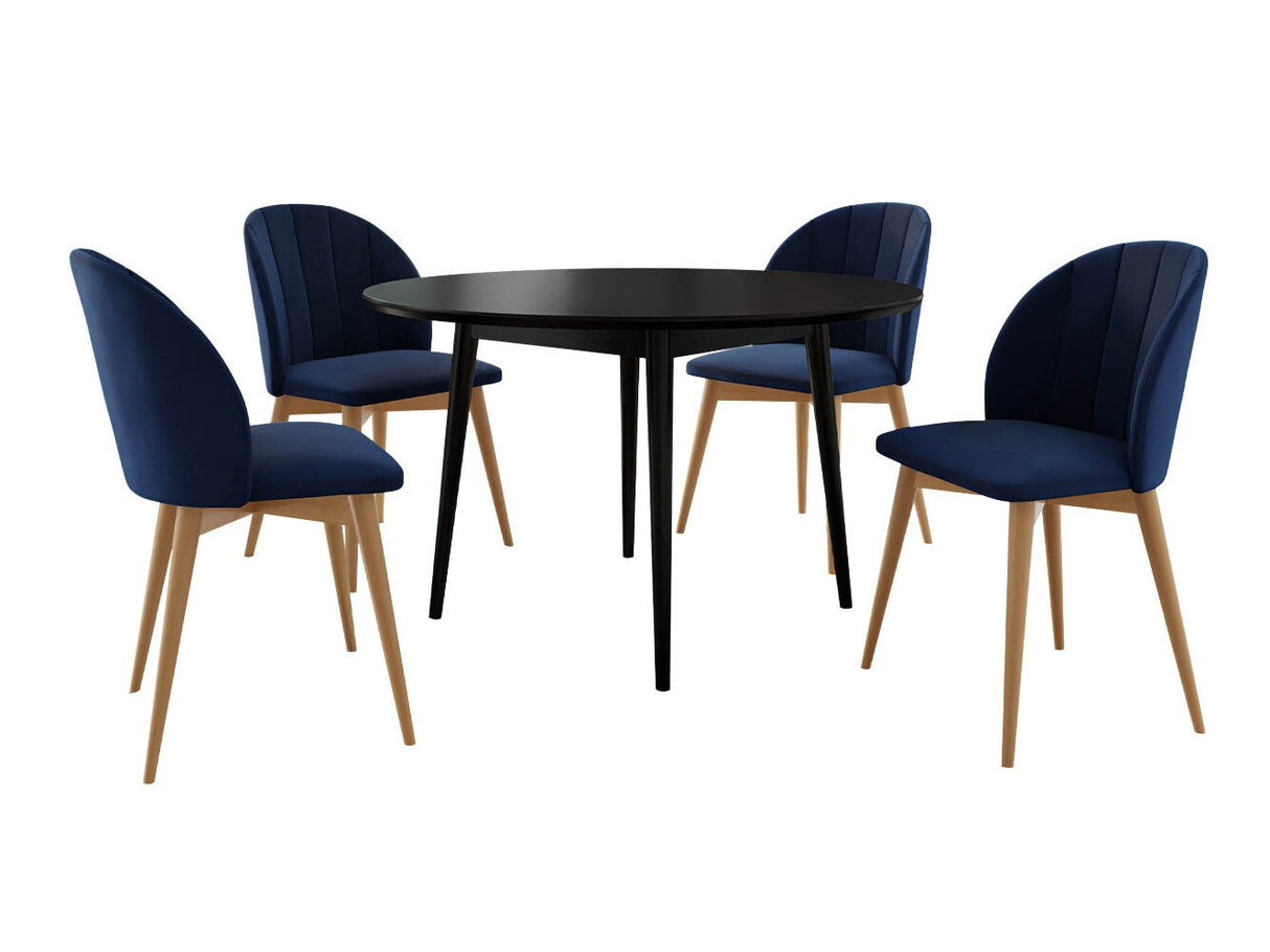 Étkezőgarnitúra Zestaw 04 4xS100 SKANDI FI, Szék színe: Barna + Magic Velvet 2216, Asztal színe: Fekete
