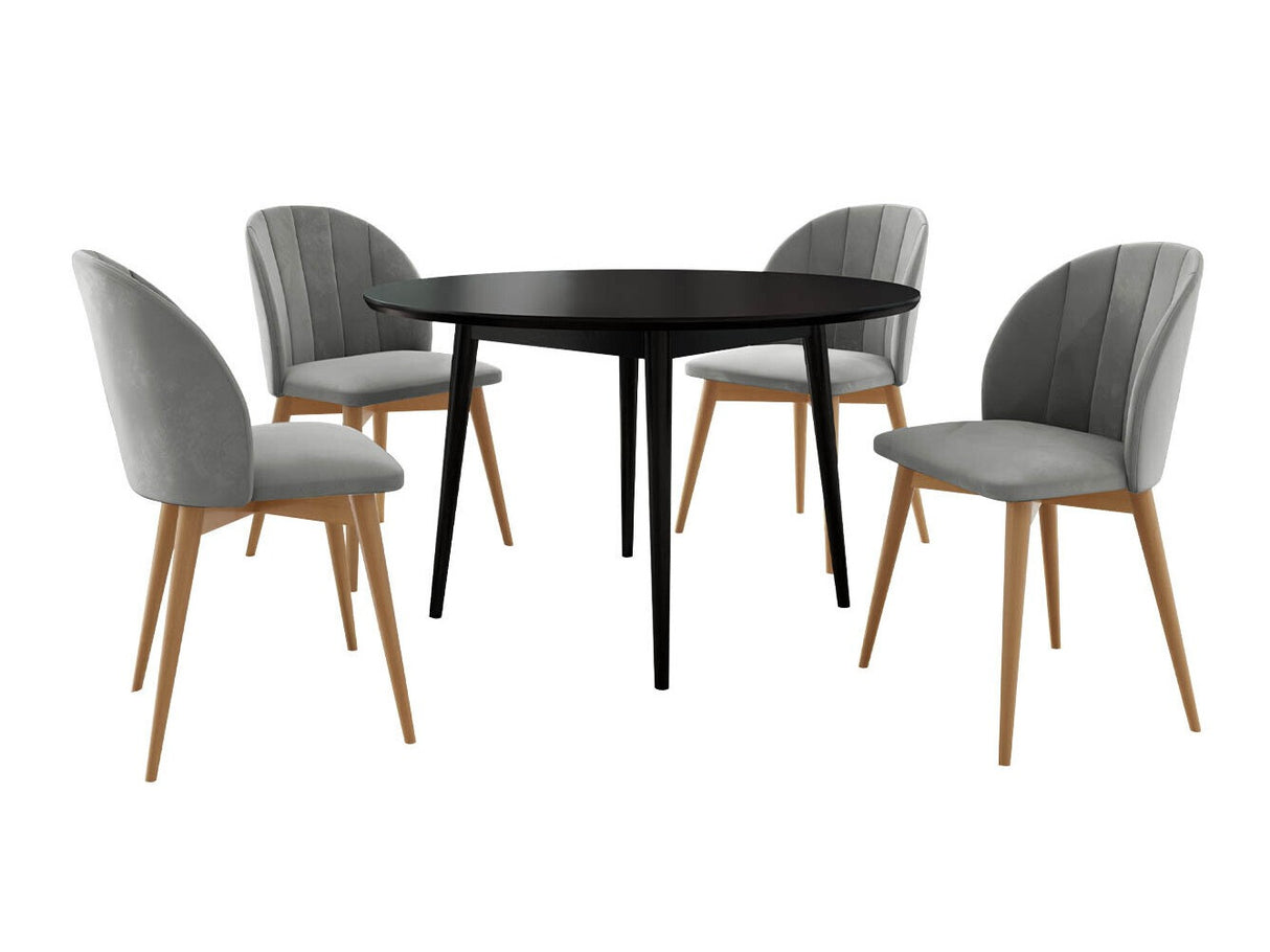 Étkezőgarnitúra Zestaw 04 4xS100 SKANDI FI, Szék színe: Barna + Magic Velvet 2217, Asztal színe: Fekete