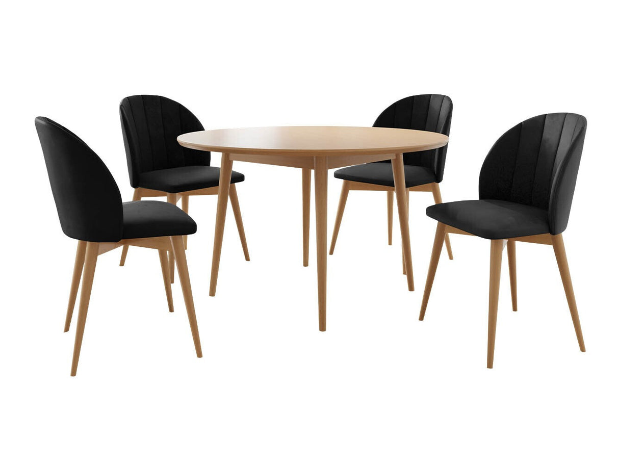 Étkezőgarnitúra Zestaw 04 4xS100 SKANDI FI, Szék színe: Barna + Magic Velvet 2219, Asztal színe: Barna