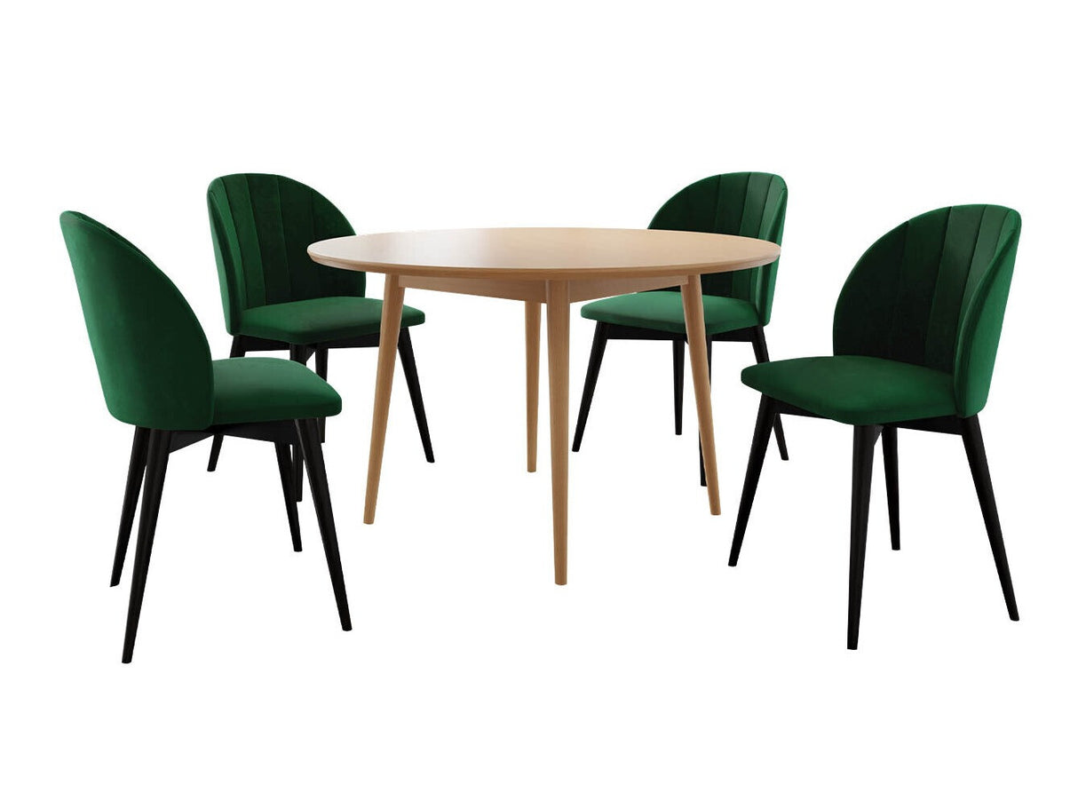 Étkezőgarnitúra Zestaw 04 4xS100 SKANDI FI, Szék színe: Barna + Magic Velvet 2225, Asztal színe: Fekete