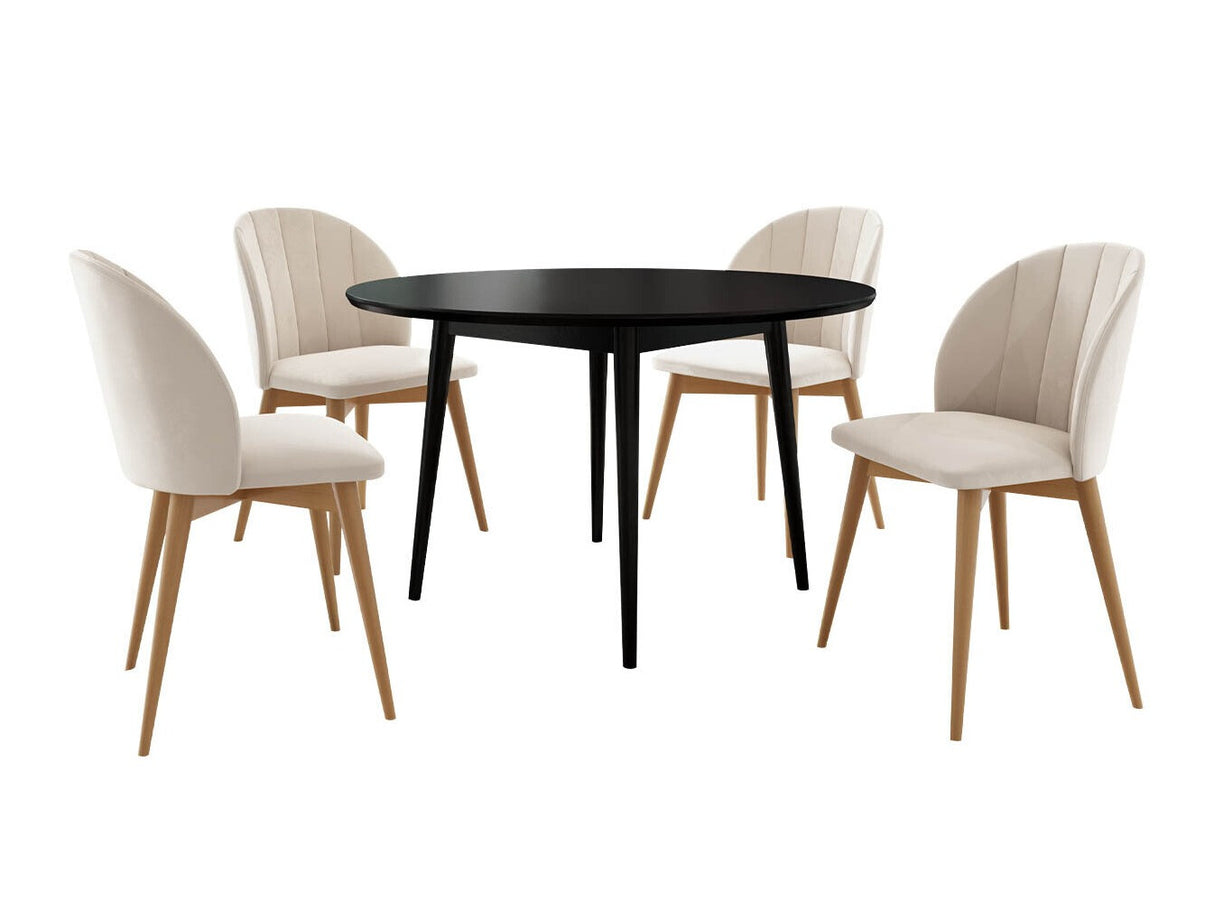 Étkezőgarnitúra Zestaw 04 4xS100 SKANDI FI, Szék színe: Barna + Magic Velvet 2250, Asztal színe: Fekete