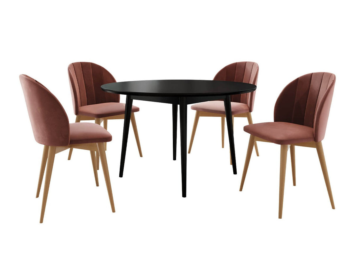 Étkezőgarnitúra Zestaw 04 4xS100 SKANDI FI, Szék színe: Barna + Magic Velvet 2258, Asztal színe: Fekete