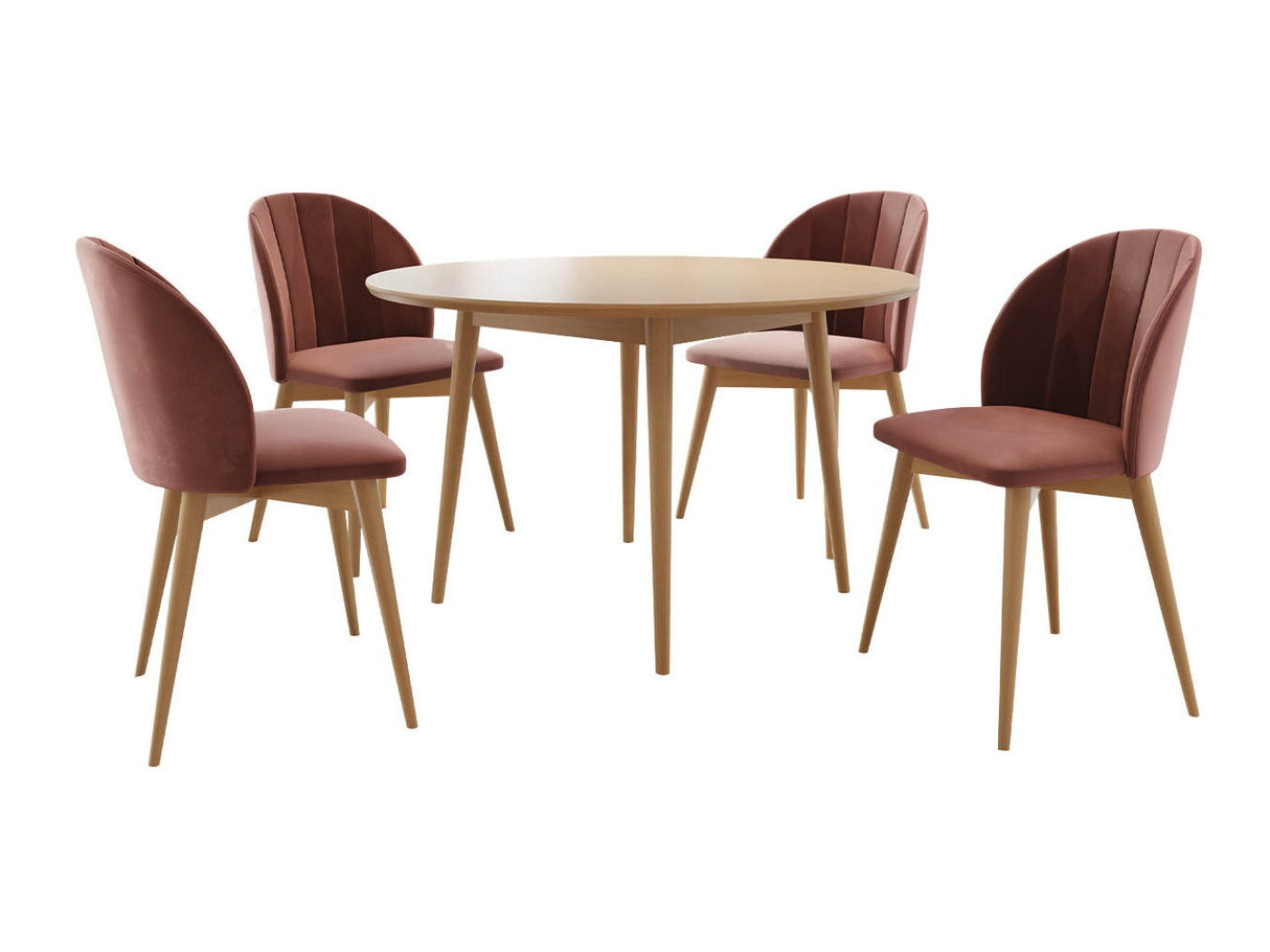 Étkezőgarnitúra Zestaw 04 4xS100 SKANDI FI, Szék színe: Barna + Magic Velvet 2258, Asztal színe: Barna