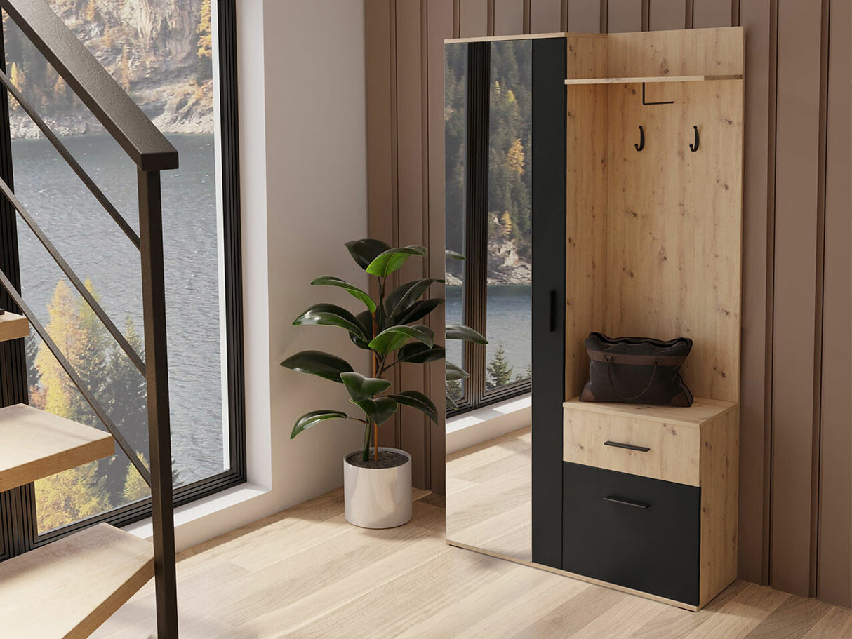 Előszoba garnitúra LUX (Osztály), Szín: Artisan tölgy + Fekete