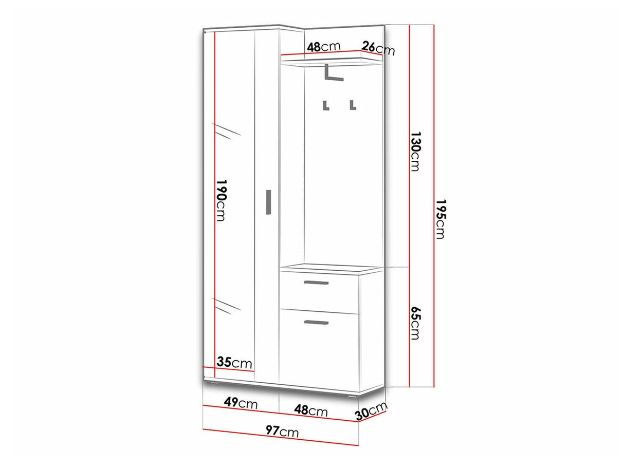 Előszoba garnitúra LUX (Osztály), Szín: Artisan tölgy + Fekete
