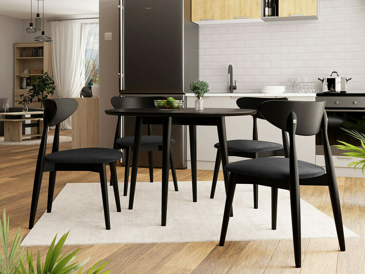 Étkezőgarnitúra Zestaw 01 4xS80 + INES FI, Asztal színe: Fekete, Szék színe: Magic Velvet 2219 + Fekete