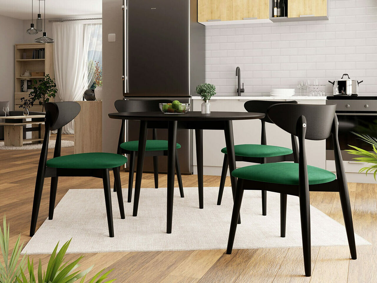 Étkezőgarnitúra Zestaw 01 4xS80 + INES FI, Asztal színe: Fekete, Szék színe: Magic Velvet 2225 + Fekete