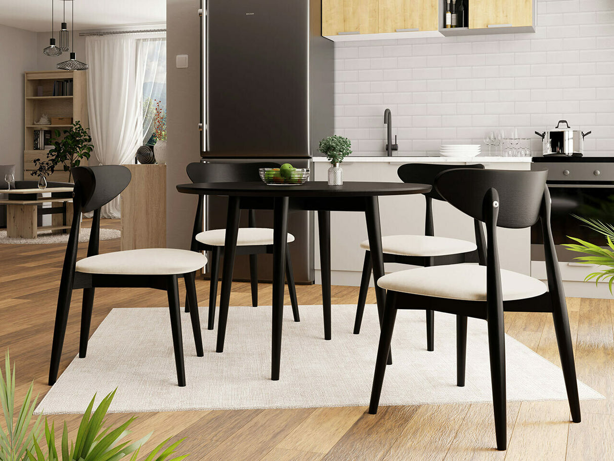 Étkezőgarnitúra Zestaw 01 4xS80 + INES FI, Asztal színe: Fekete, Szék színe: Magic Velvet 2250 + Fekete