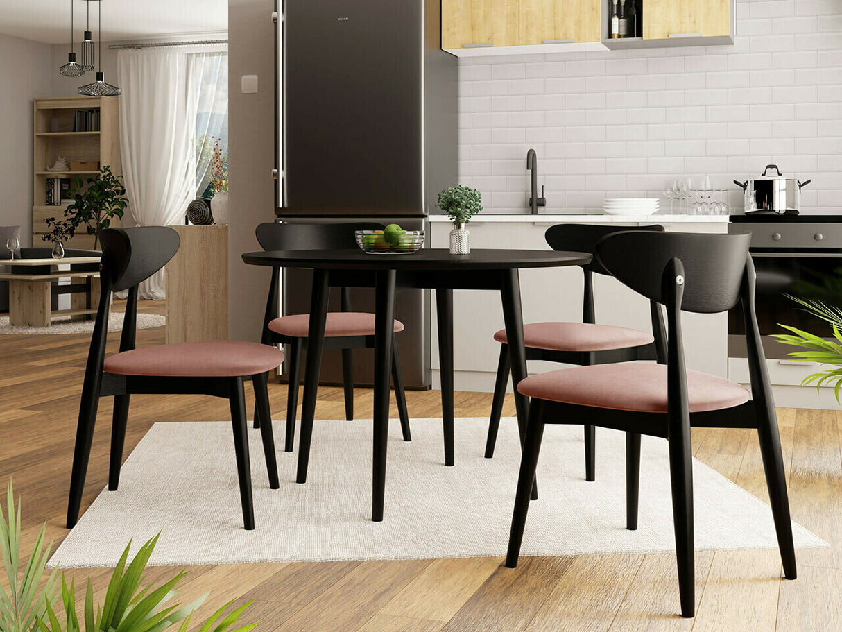 Étkezőgarnitúra Zestaw 01 4xS80 + INES FI, Asztal színe: Fekete, Szék színe: Magic Velvet 2258 + Fekete