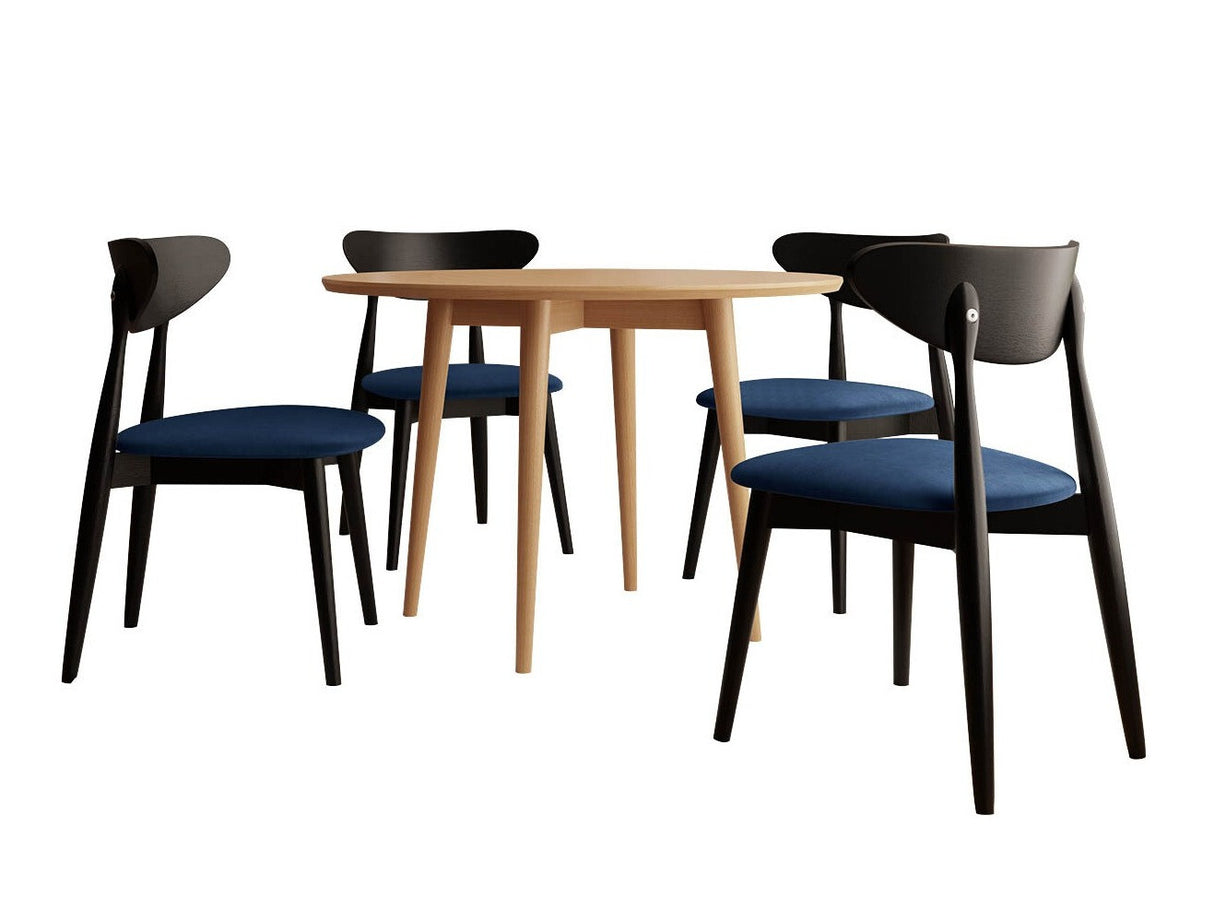 Étkezőgarnitúra Zestaw 01 4xS80 + INES FI, Asztal színe: Fekete, Szék színe: Magic Velvet 2216 + Barna