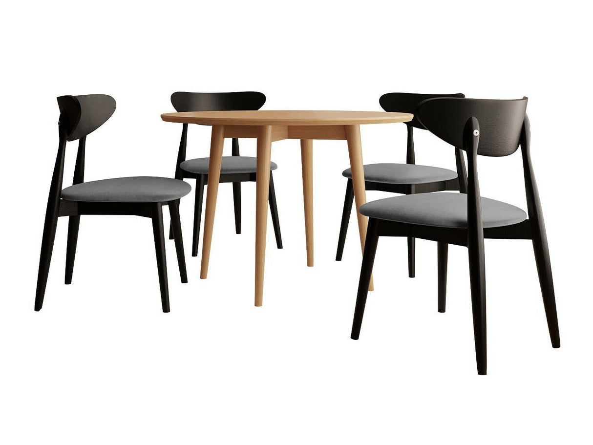 Étkezőgarnitúra Zestaw 01 4xS80 + INES FI, Asztal színe: Fekete, Szék színe: Magic Velvet 2217 + Barna