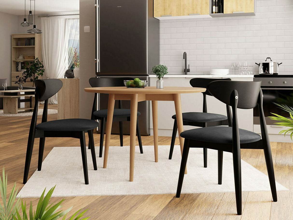 Étkezőgarnitúra Zestaw 01 4xS80 + INES FI, Asztal színe: Fekete, Szék színe: Magic Velvet 2219 + Barna