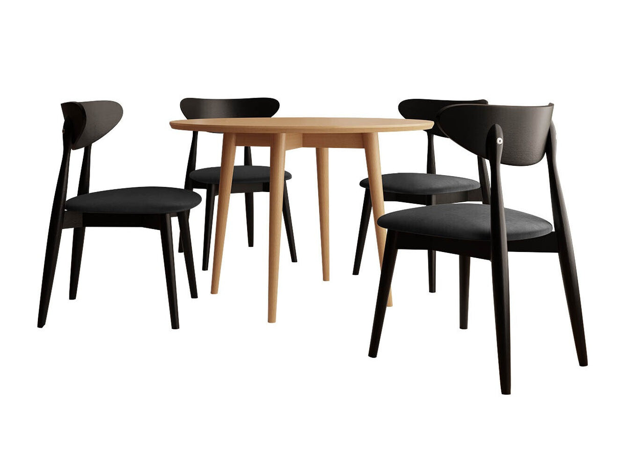 Étkezőgarnitúra Zestaw 01 4xS80 + INES FI, Asztal színe: Fekete, Szék színe: Magic Velvet 2219 + Barna