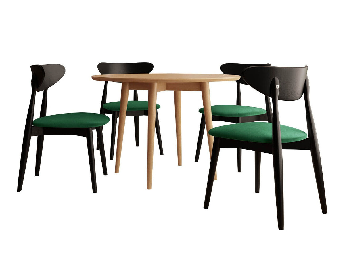 Étkezőgarnitúra Zestaw 01 4xS80 + INES FI, Asztal színe: Fekete, Szék színe: Magic Velvet 2225 + Barna