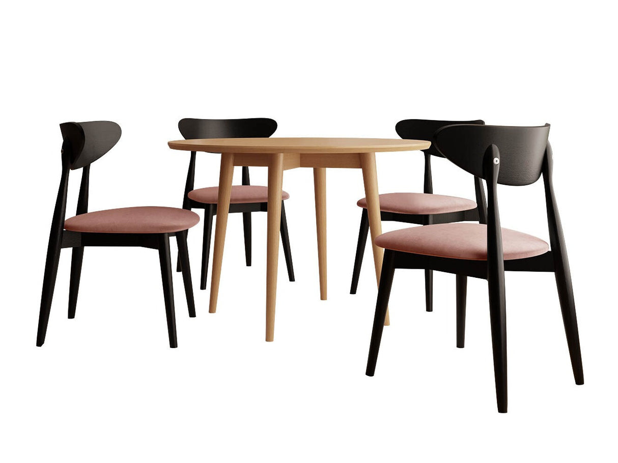 Étkezőgarnitúra Zestaw 01 4xS80 + INES FI, Asztal színe: Fekete, Szék színe: Magic Velvet 2258 + Barna