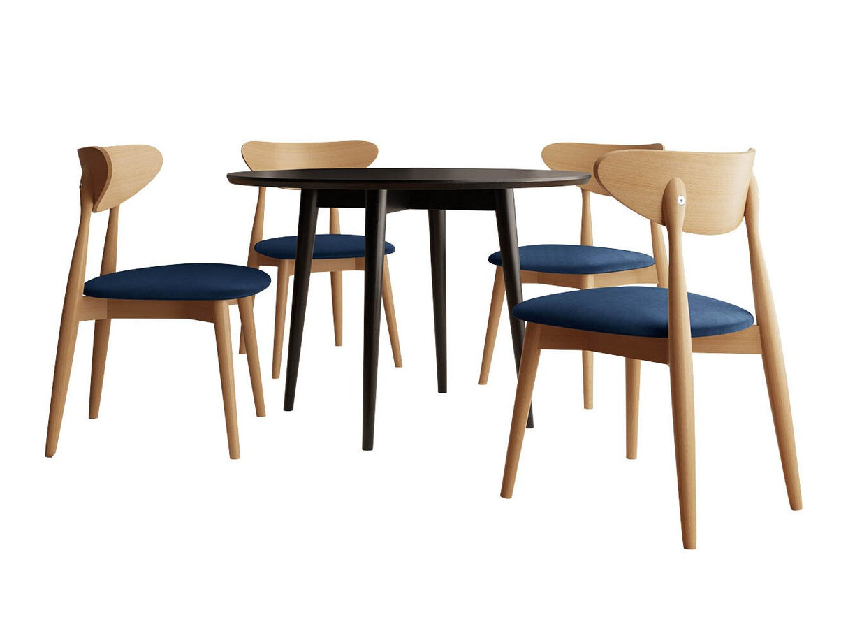 Étkezőgarnitúra Zestaw 01 4xS80 + INES FI, Asztal színe: Barna, Szék színe: Magic Velvet 2216 + Fekete