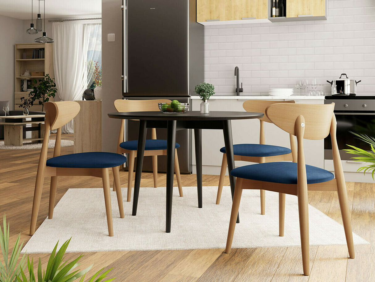 Étkezőgarnitúra Zestaw 01 4xS80 + INES FI, Asztal színe: Barna, Szék színe: Magic Velvet 2216 + Fekete