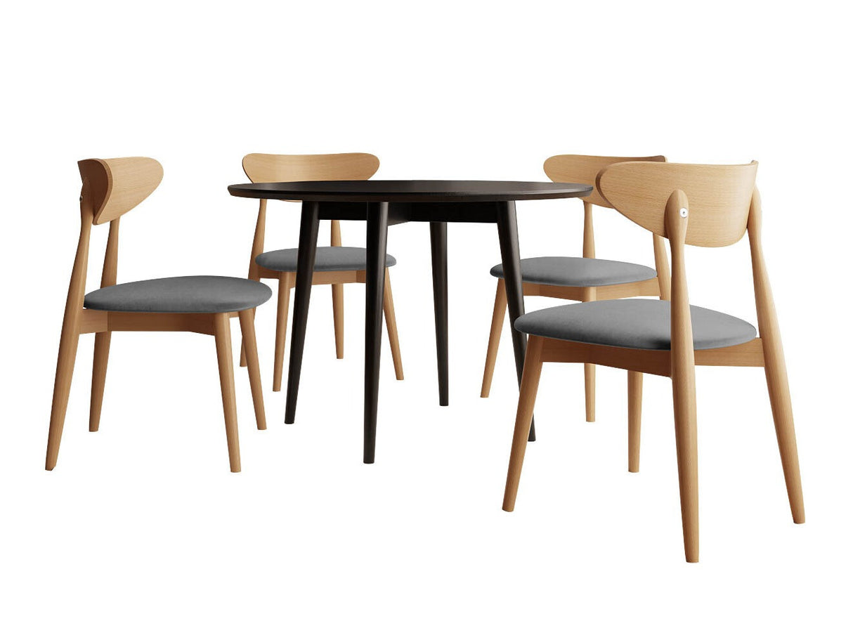 Étkezőgarnitúra Zestaw 01 4xS80 + INES FI, Asztal színe: Barna, Szék színe: Magic Velvet 2217 + Fekete