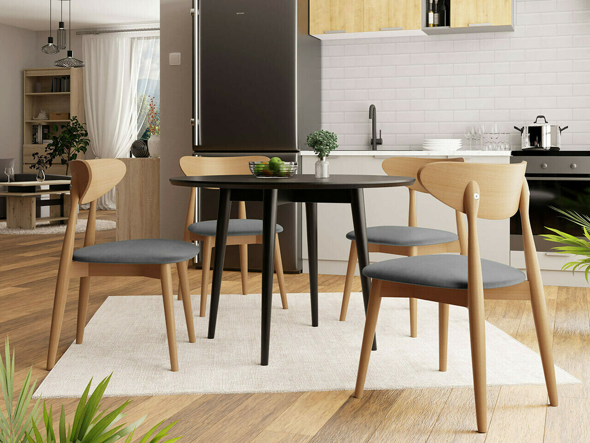 Étkezőgarnitúra Zestaw 01 4xS80 + INES FI, Asztal színe: Barna, Szék színe: Magic Velvet 2217 + Fekete