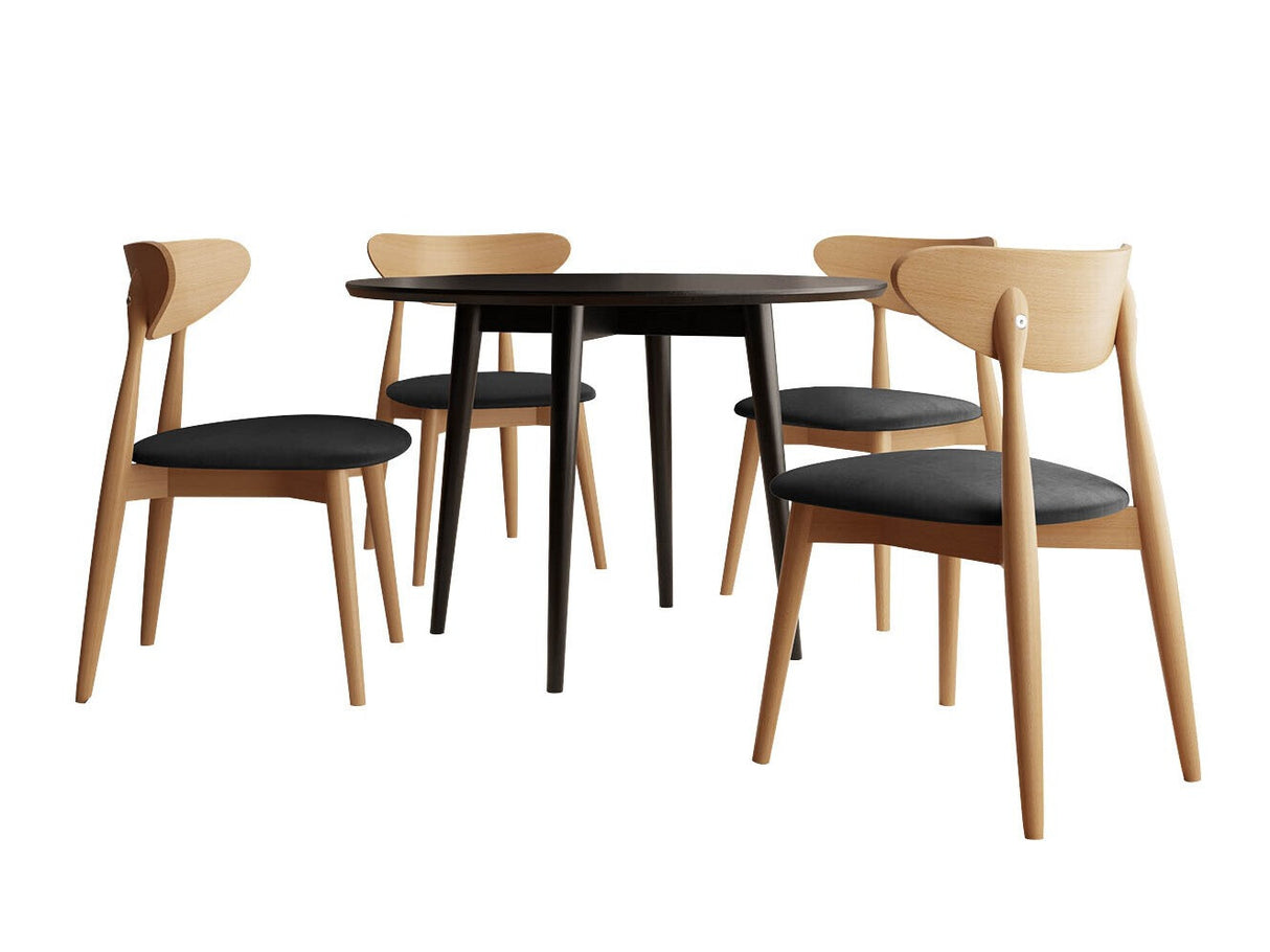 Étkezőgarnitúra Zestaw 01 4xS80 + INES FI, Asztal színe: Barna, Szék színe: Magic Velvet 2219 + Fekete