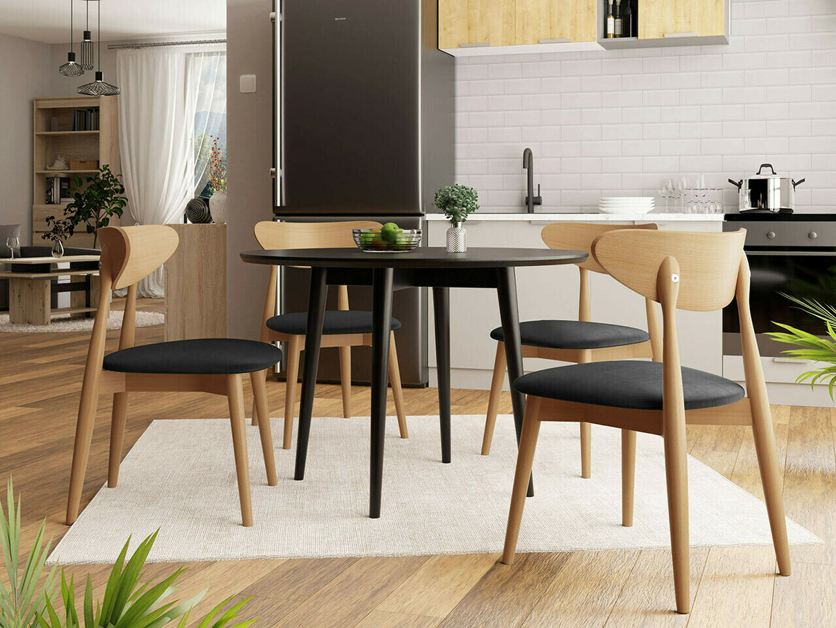 Étkezőgarnitúra Zestaw 01 4xS80 + INES FI, Asztal színe: Barna, Szék színe: Magic Velvet 2219 + Fekete