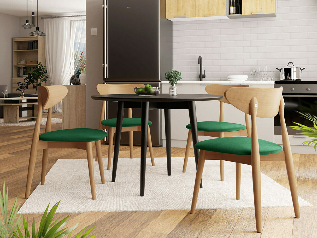 Étkezőgarnitúra Zestaw 01 4xS80 + INES FI, Asztal színe: Barna, Szék színe: Magic Velvet 2225 + Fekete