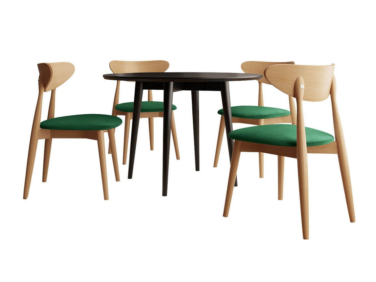 Étkezőgarnitúra Zestaw 01 4xS80 + INES FI, Asztal színe: Barna, Szék színe: Magic Velvet 2225 + Fekete