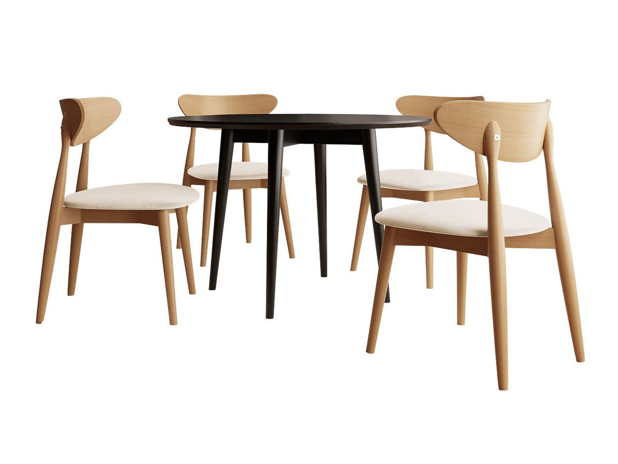 Étkezőgarnitúra Zestaw 01 4xS80 + INES FI, Asztal színe: Barna, Szék színe: Magic Velvet 2250 + Fekete