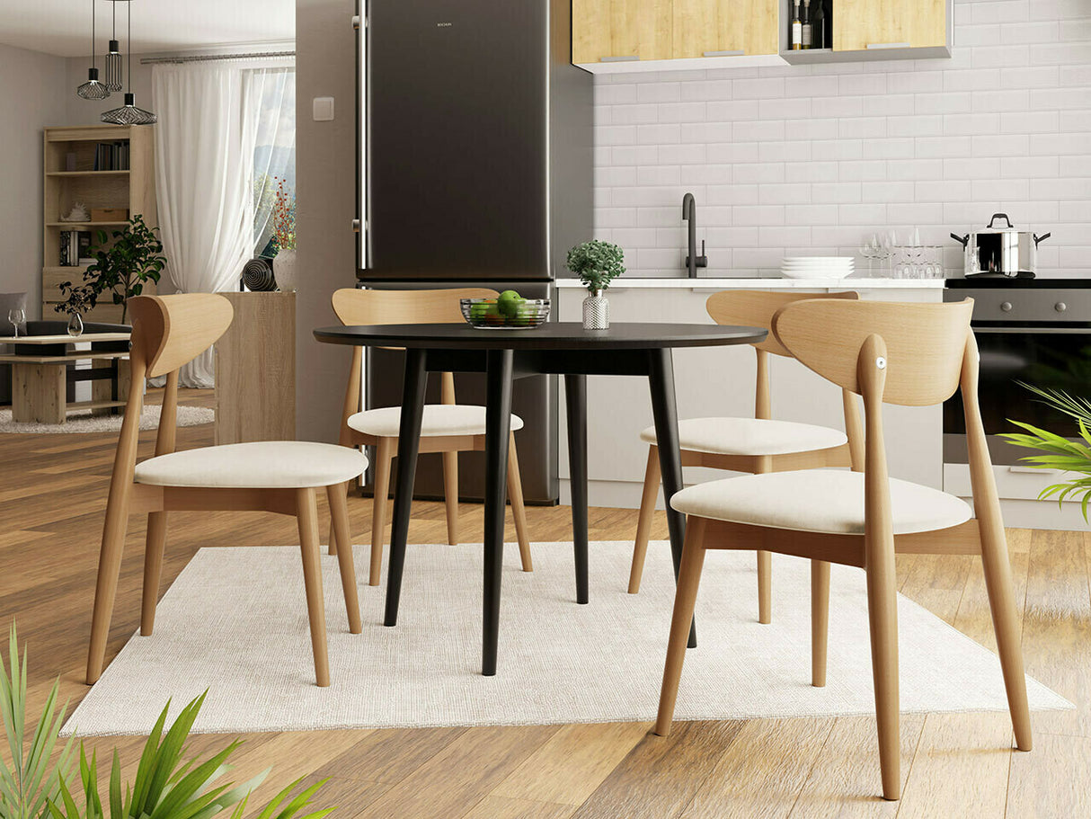 Étkezőgarnitúra Zestaw 01 4xS80 + INES FI, Asztal színe: Barna, Szék színe: Magic Velvet 2250 + Fekete