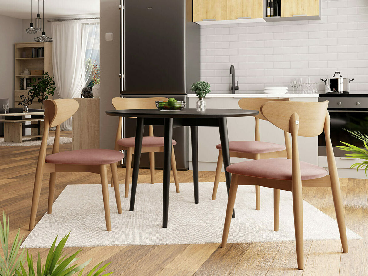 Étkezőgarnitúra Zestaw 01 4xS80 + INES FI, Asztal színe: Barna, Szék színe: Magic Velvet 2258 + Fekete